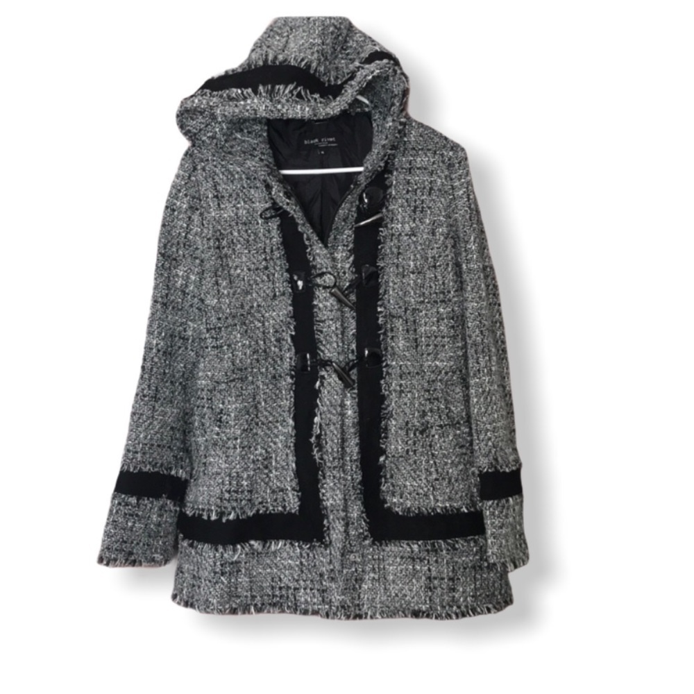 Black Rivet Heathered Coat